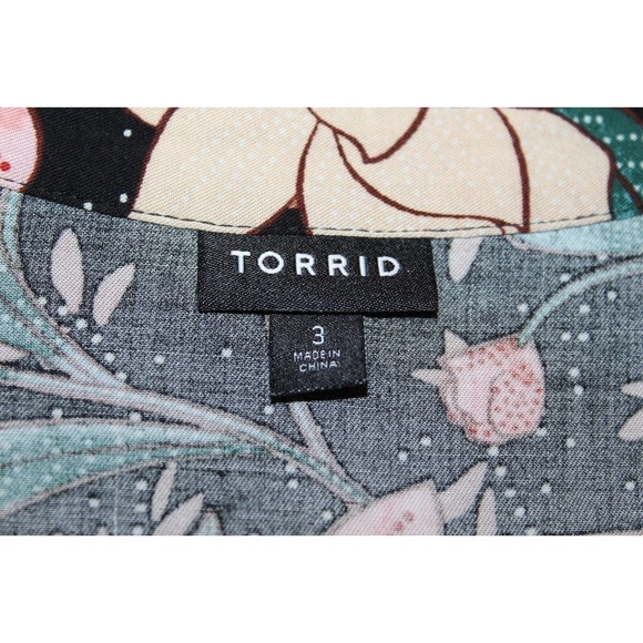 Torrid Floral Button Midi Challis Shirt Dress Black Plus Size 3 3X H14301 - Picture 9 of 16